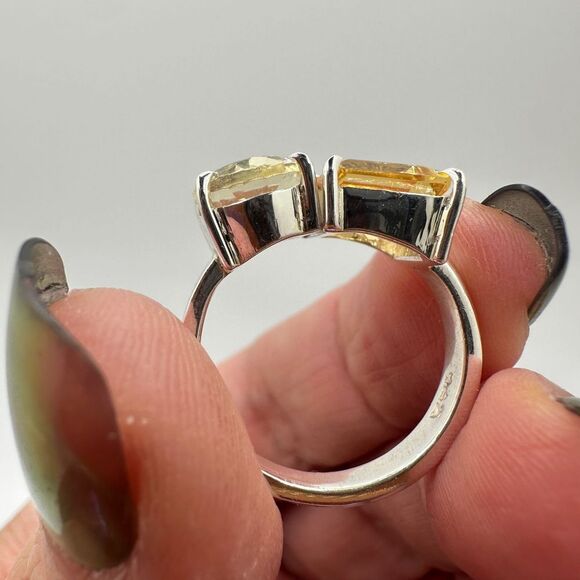 NWOT faceted cut Citrine and Prasiolite ring in 925 sterling silver! - Picture 6 of 9